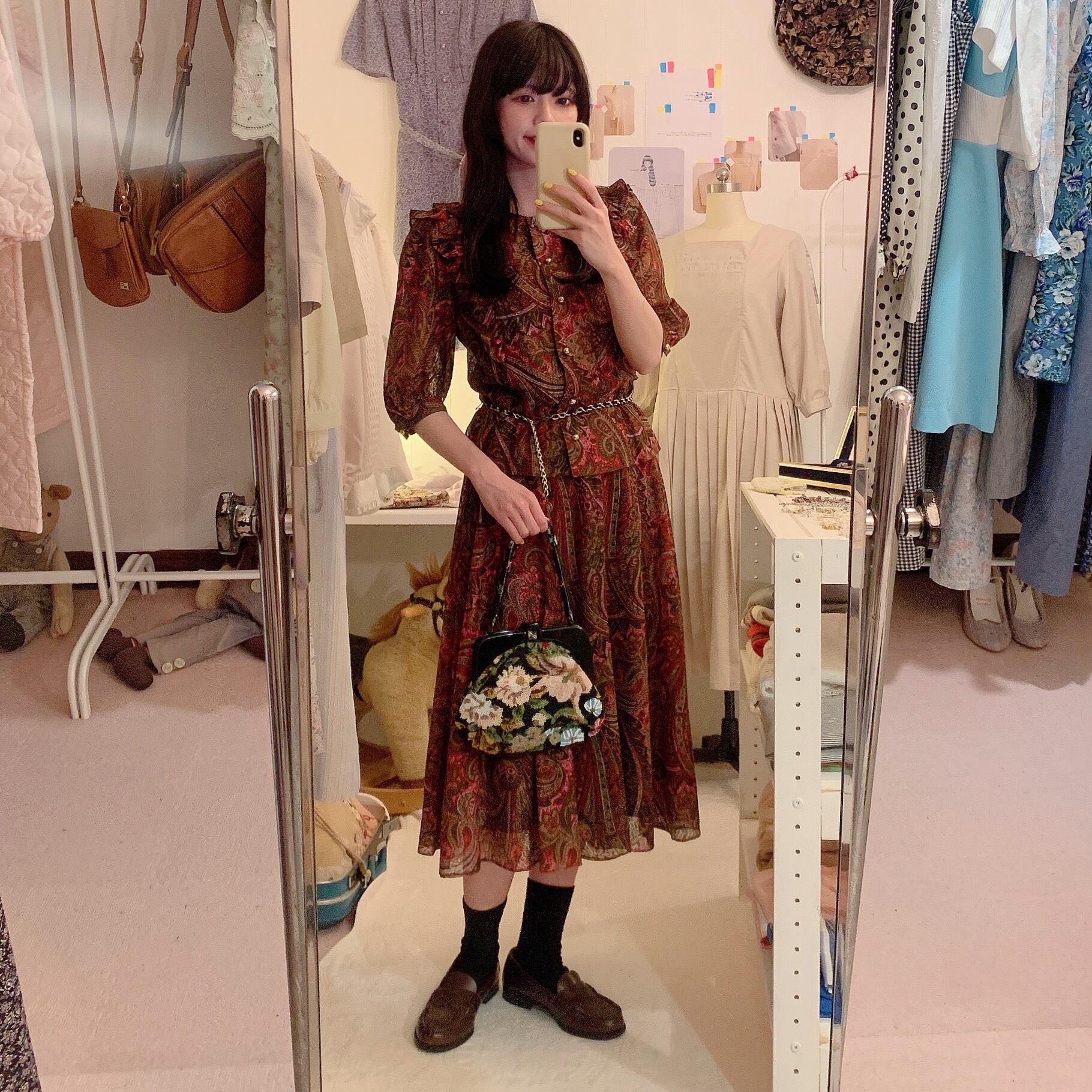 flower beads mini purse bag