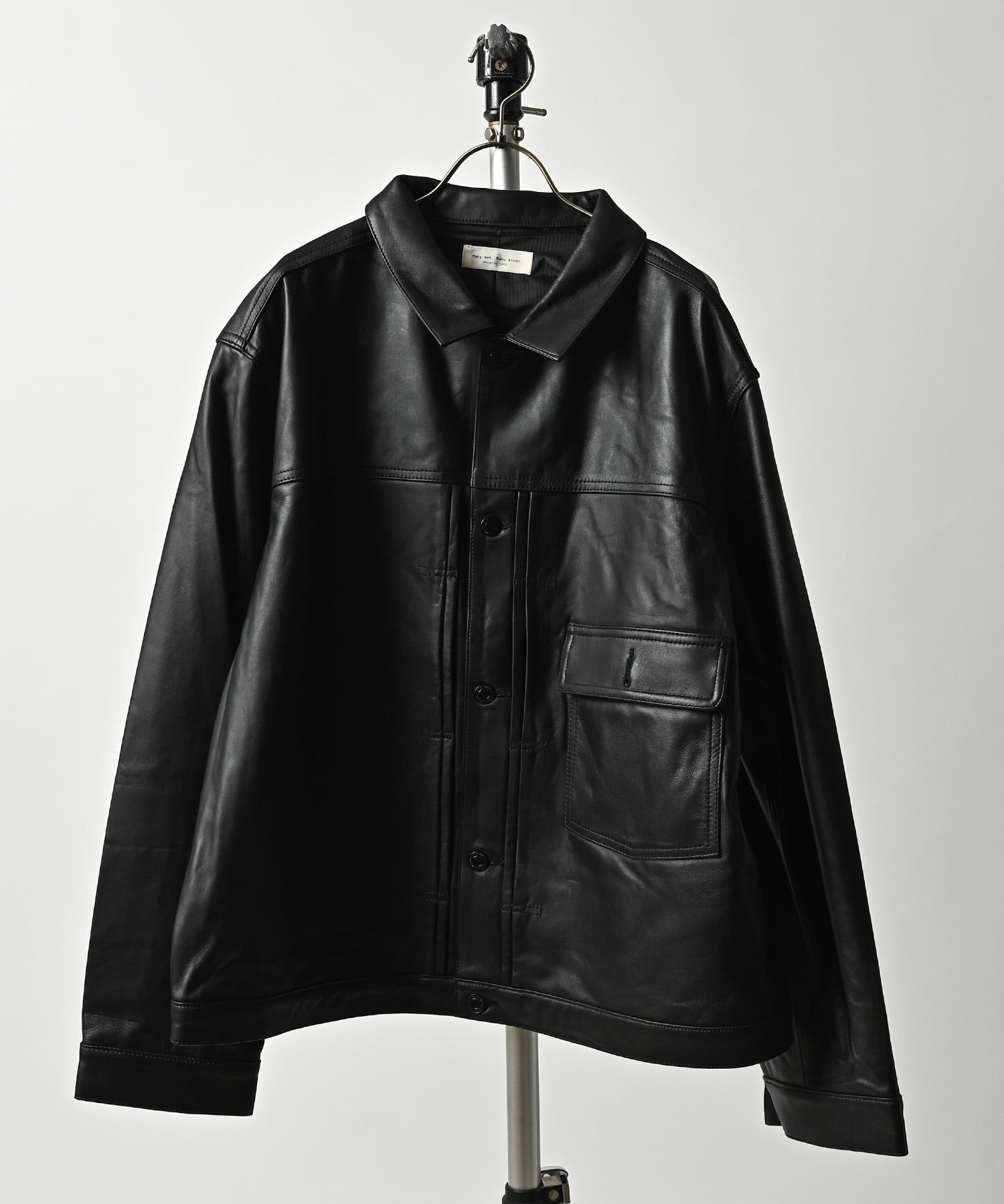 many men many mind Lambskin Trucker Jacket (BLK) M2523001