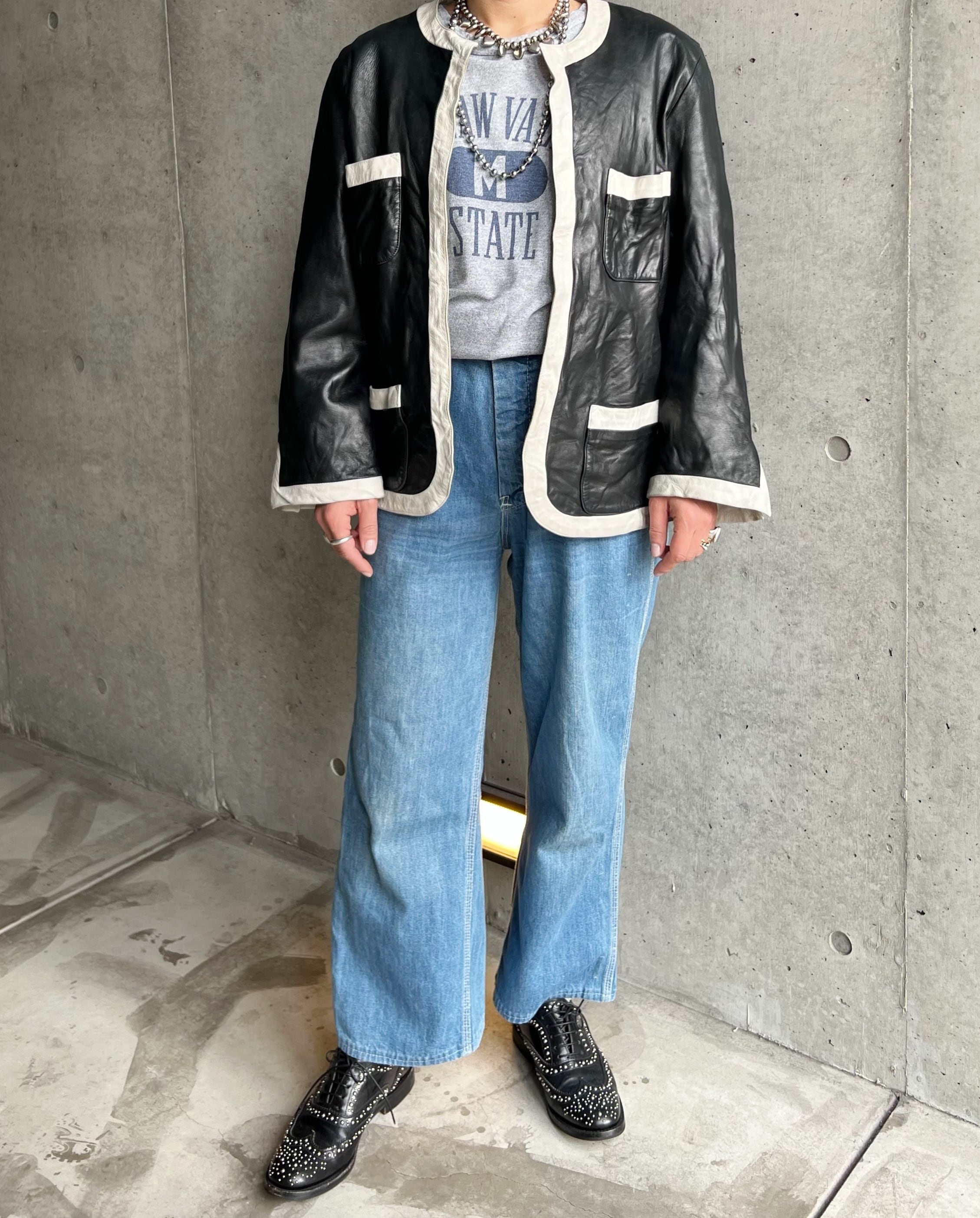 80s agnes b. leather jacket | tamago store