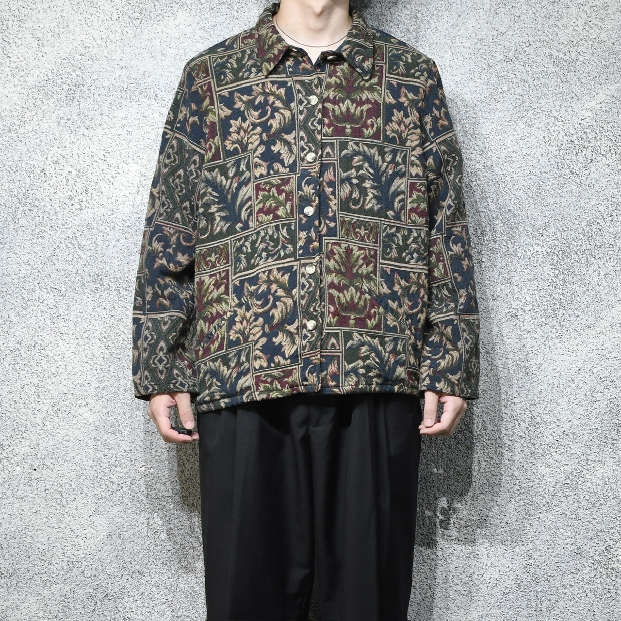 LEMON GRASS botanical pattern gobelin jacket