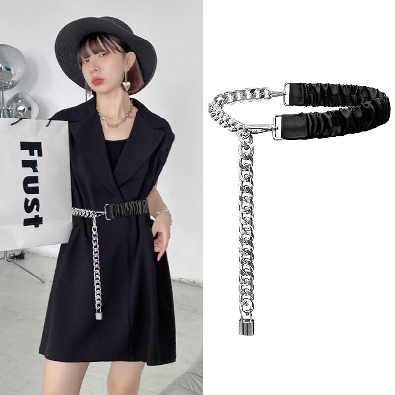 ベルト ドレス サマースカート シャツ ストレッチチェーン ウェスト レッド エラスティック 伸縮 夏物 ハーネス ラブタオタオダレンハウス18937057017