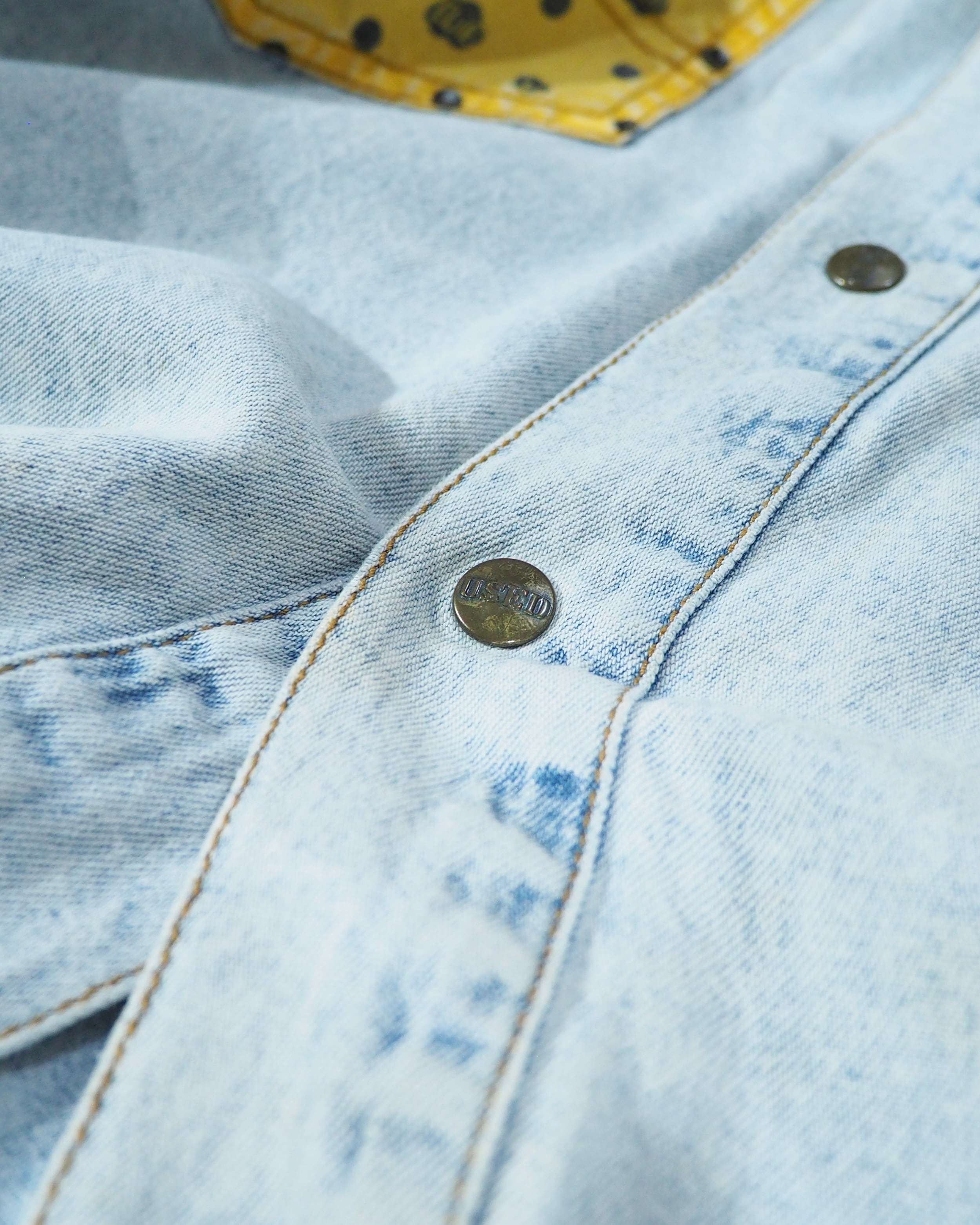 1990s " GET NAME USED " Dot Patchwork Custom vintage loose shirt