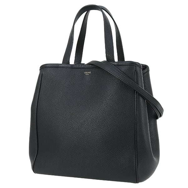 Used CELINE セリーヌ スモール フォールド カバ 194073CR7.38NO グレインドカーフ ブラック 2WAY トート 超美品