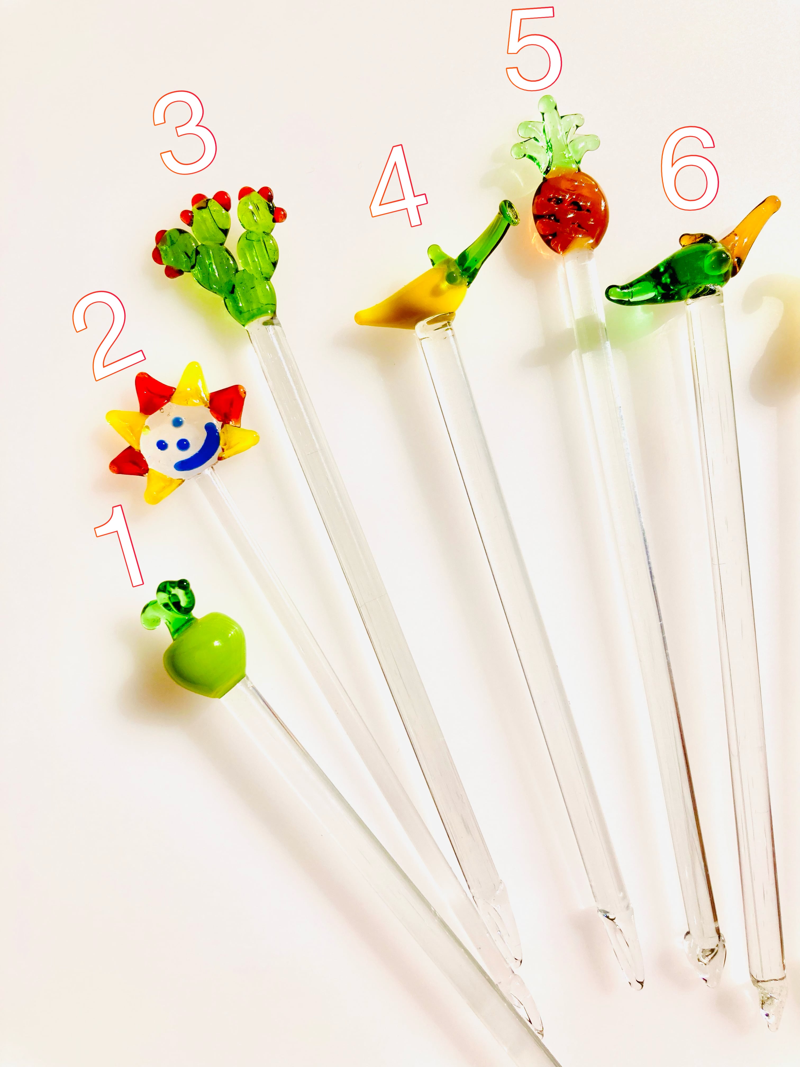 ピック ガラス メキシコ雑貨 フルーツ 野菜 カラフル トロピカル