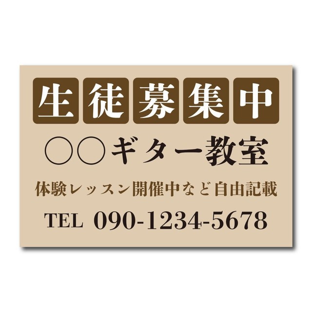 教室看板 生徒募集中看板 教室名自由記載 書体明朝体 プレート看板 アルミ複合板 穴あけ無料 屋外対応 sch0052