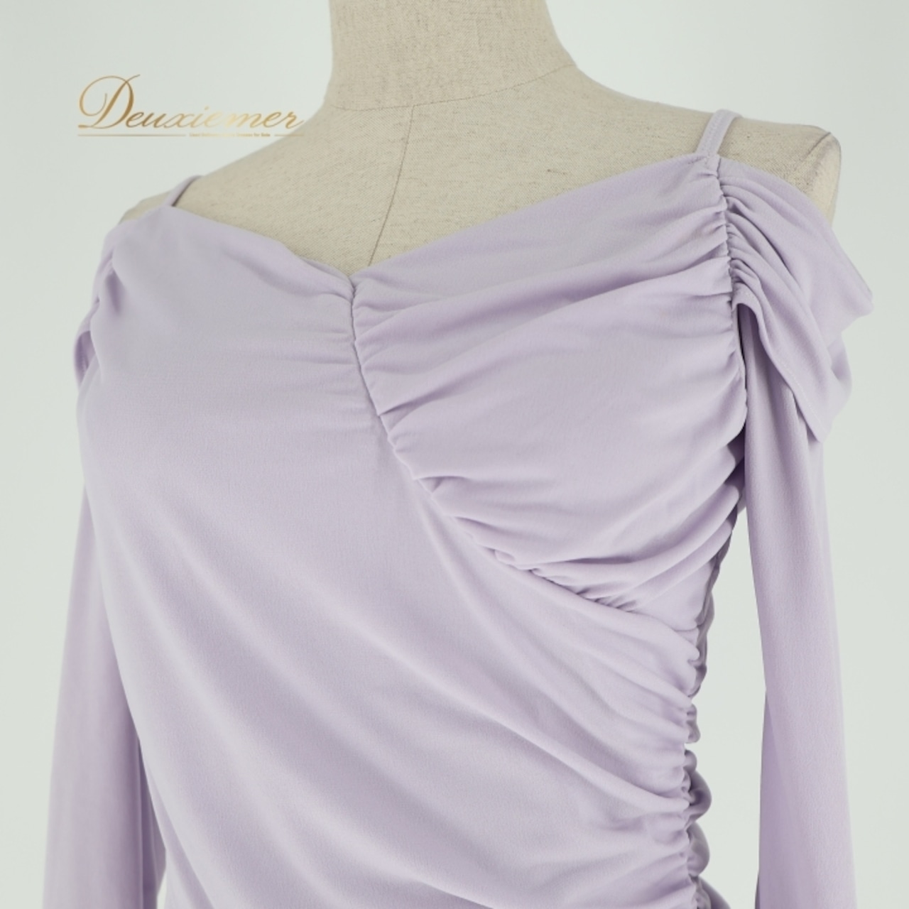 社交ダンス 衣装 トップス ブラウス パープル系 チャコットロイヤルダンス Chacott ROYAL DANCE 紫 無地 シンプル 練習 レッスン 日本製 明るい 淡い 上品 かわいい ダンス衣装 イベント ステージ オフショルダー パーティー