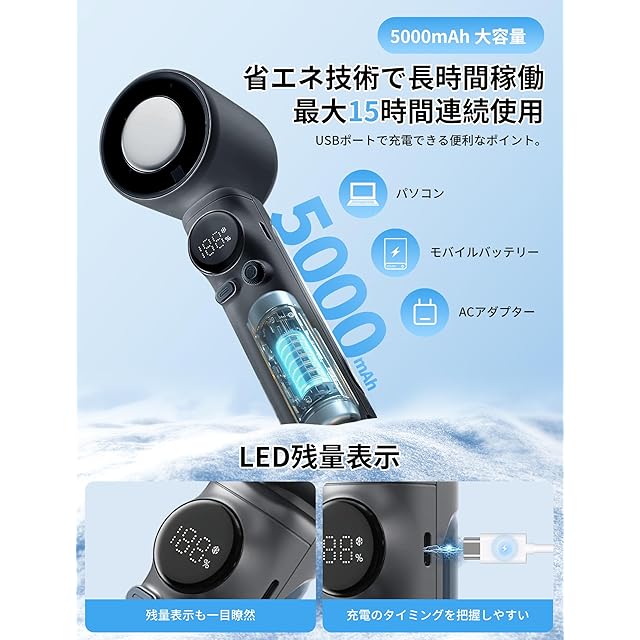 1台5役 ミニ扇風機 ベルトファン 風量調整 軽量 Type-C小型 首掛け 1台5役 ミニ扇風機 ベルトファン 風量調整 軽量 Type-C小型 首掛け