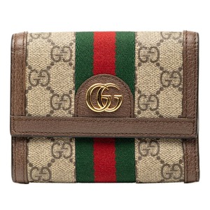 グッチ オフィディア GGスプリーム 三つ折り財布 625703 ベージュ マルチカラー PVC レザー レディース GUCCI 【中古】