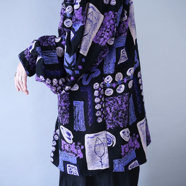 beautiful violet art pattern over silhouette shirt