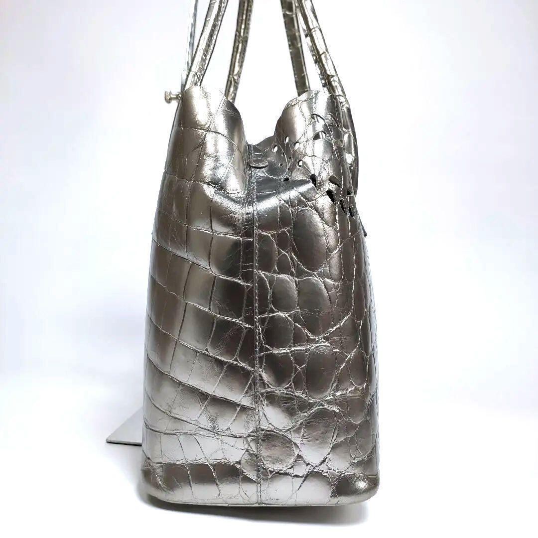 FURLA フルラ トートバッグ tote bag パンチング シルバー レザー 
