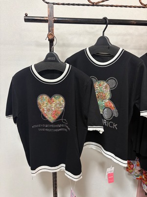 LAG スパンコール　ラメ刺繍　ニット　半袖　3032