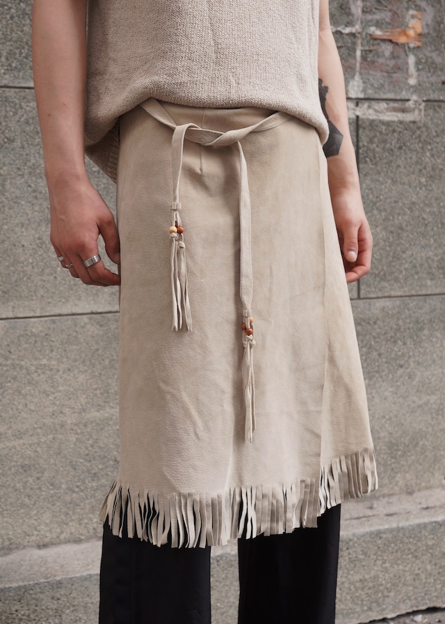 Suede fringe skirt