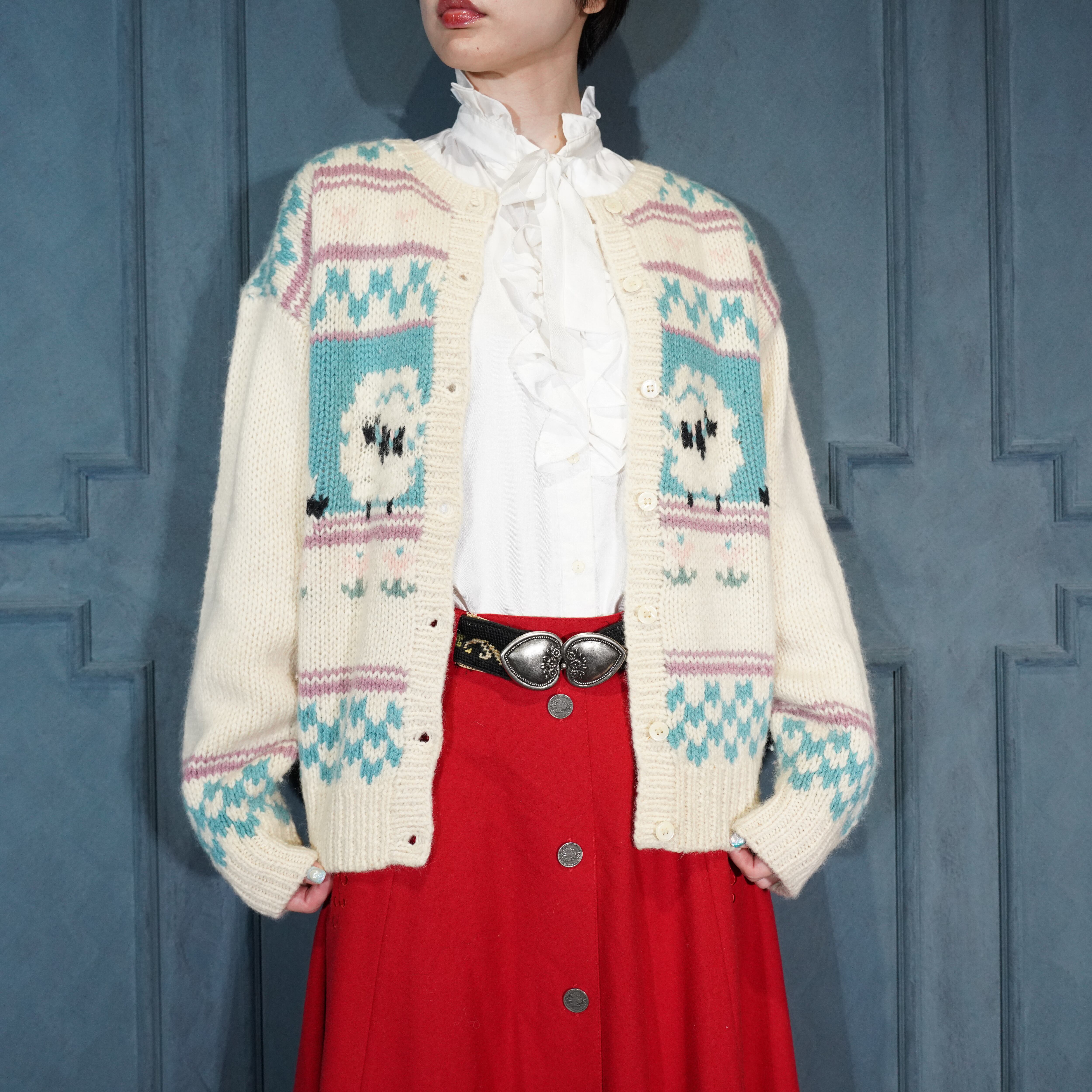 USAヴィンテージ 馬柄アートニットカーディガン 80s 90s アメリカ古着 USAヴィンテージ 馬柄アートニットカーディガン 80s 90s アメリカ古着