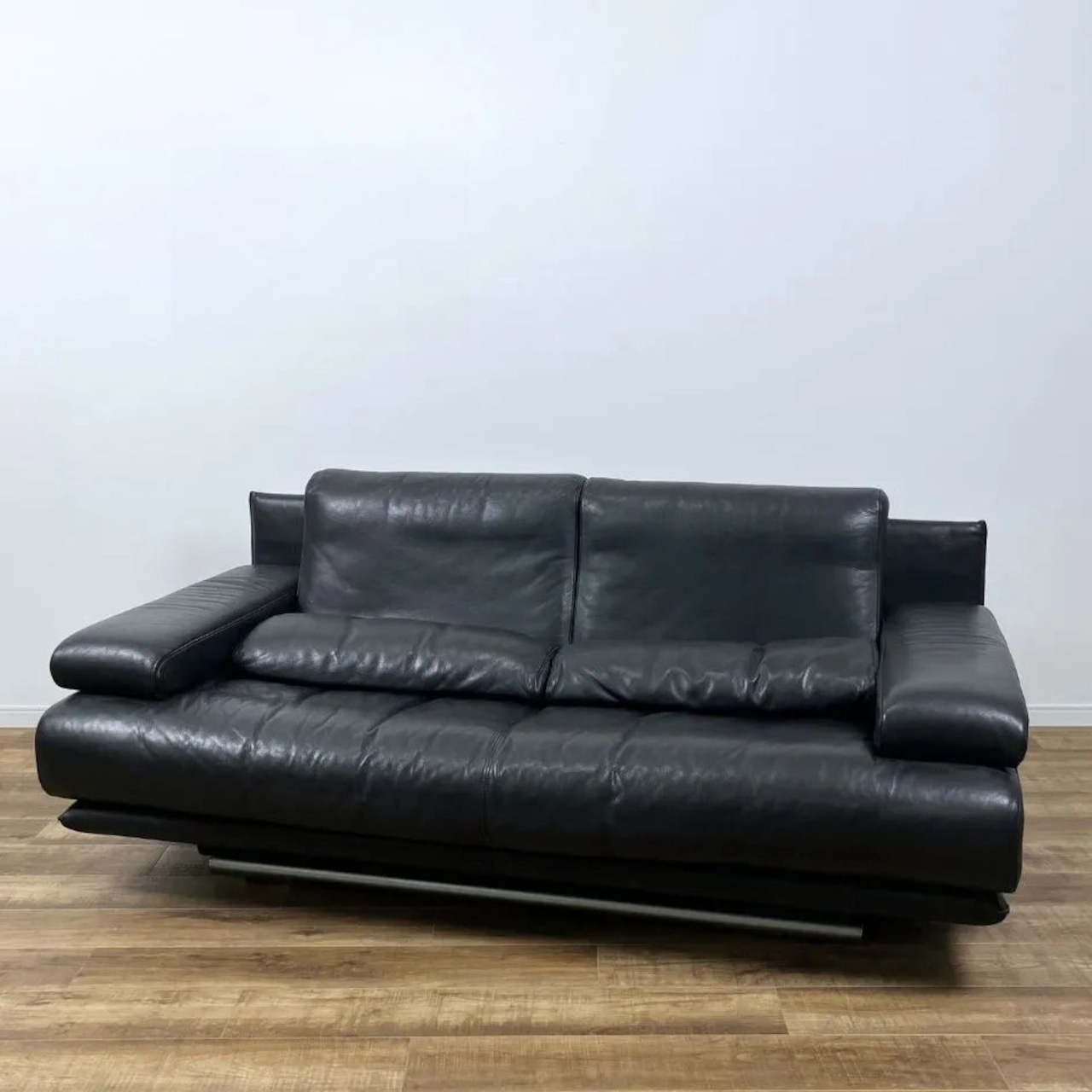 ROLF BENZ 6500 ロルフベンツ 2人掛けソファ ブラック レザー【中古】【350サイズ】