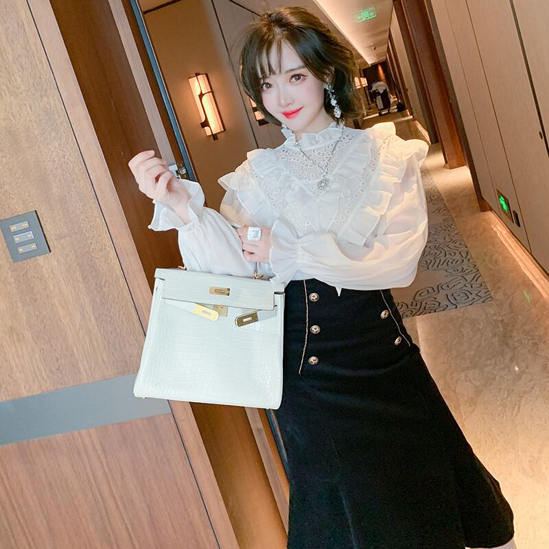 刺繍スリーブシャツ スプリング 春物 ステッチ MIUCO57084470821