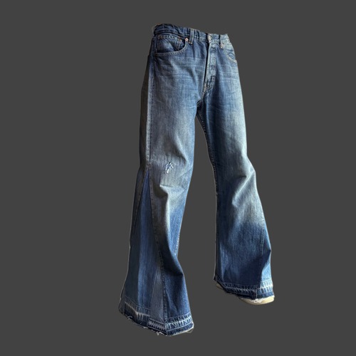 FLARED DENIM TROUSERS – FADED INDIGO
