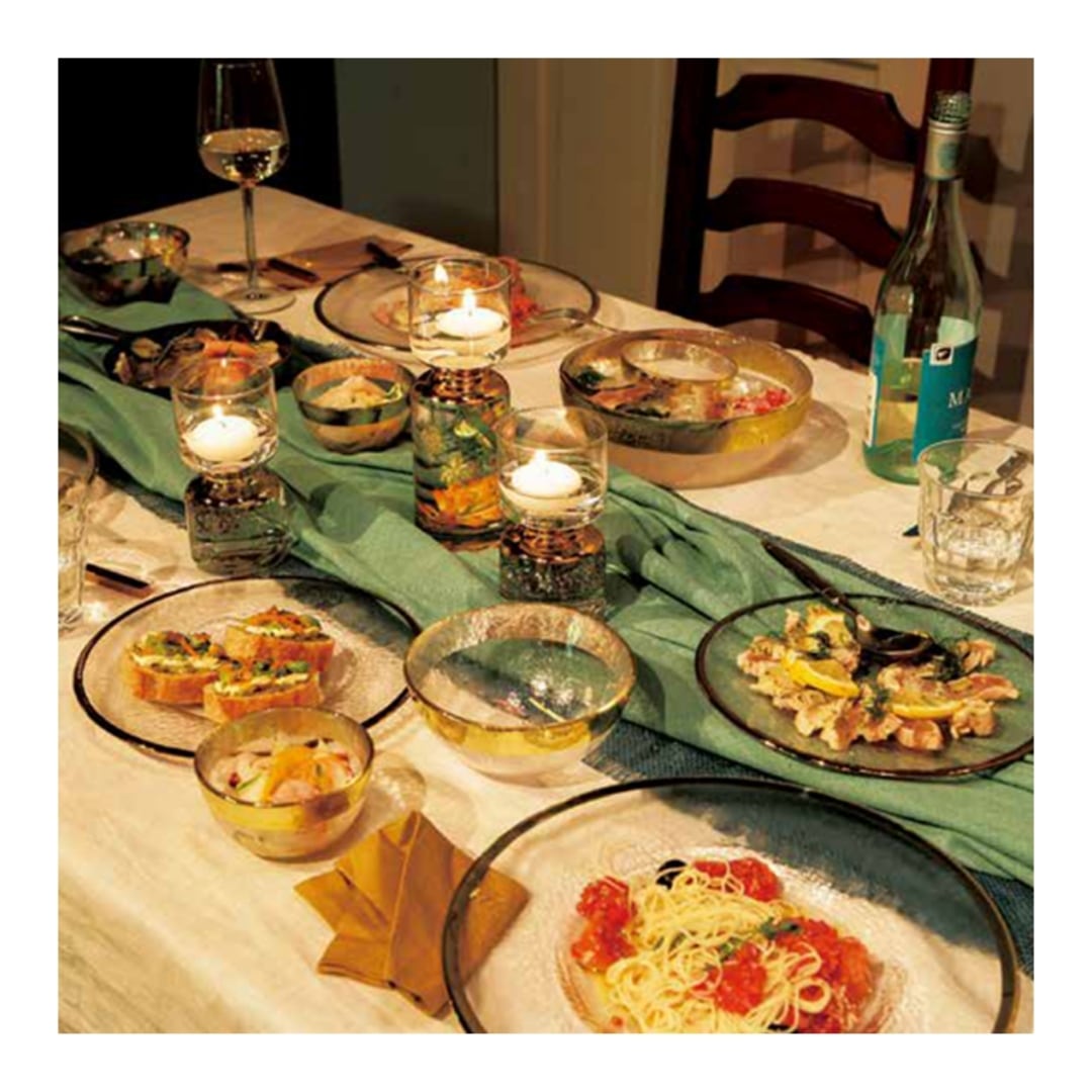 金縁のガラスプレート/ガラス皿/ディナープレート 22cm【キッチン雑貨