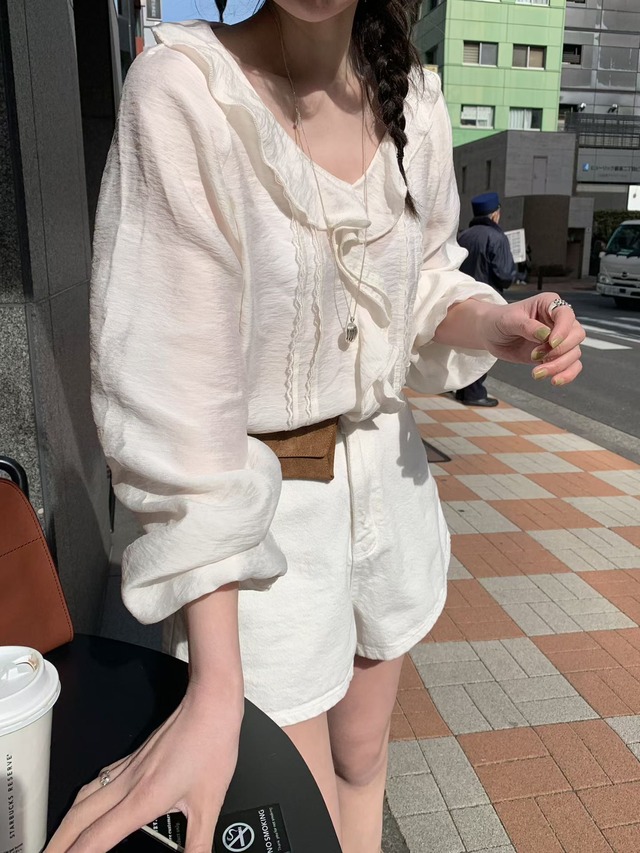 (予約) mellounge / Eve ruffle blouse 2color