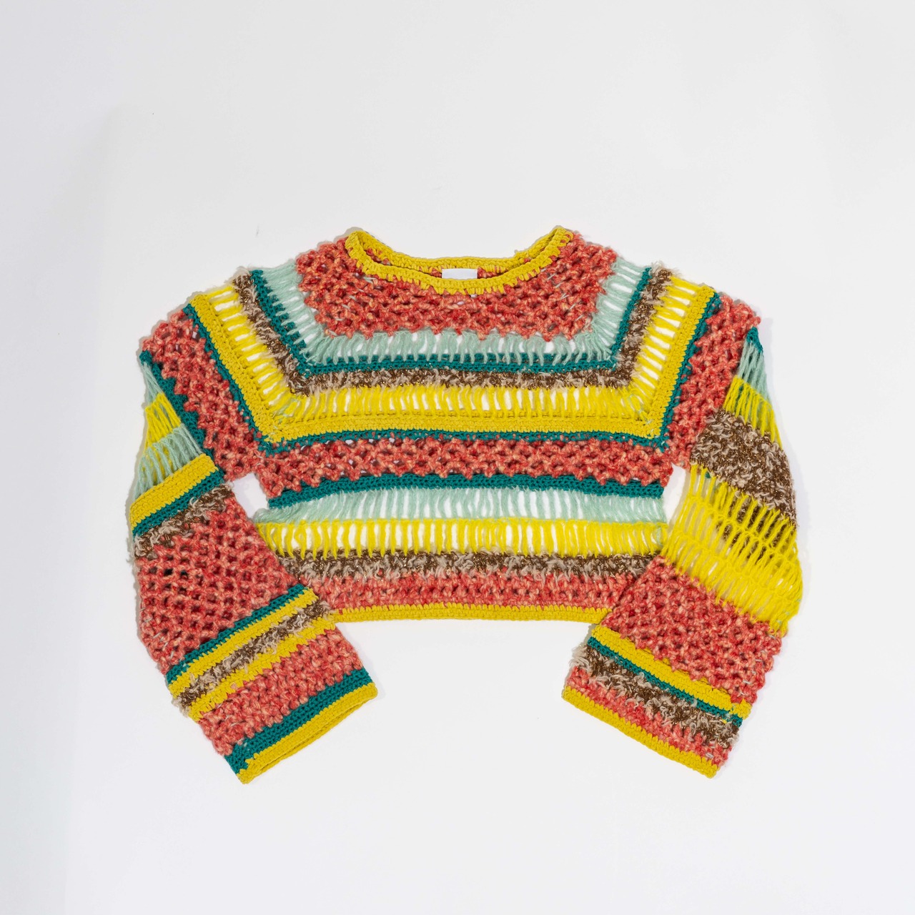 Colorful Crochet Border Top Knit