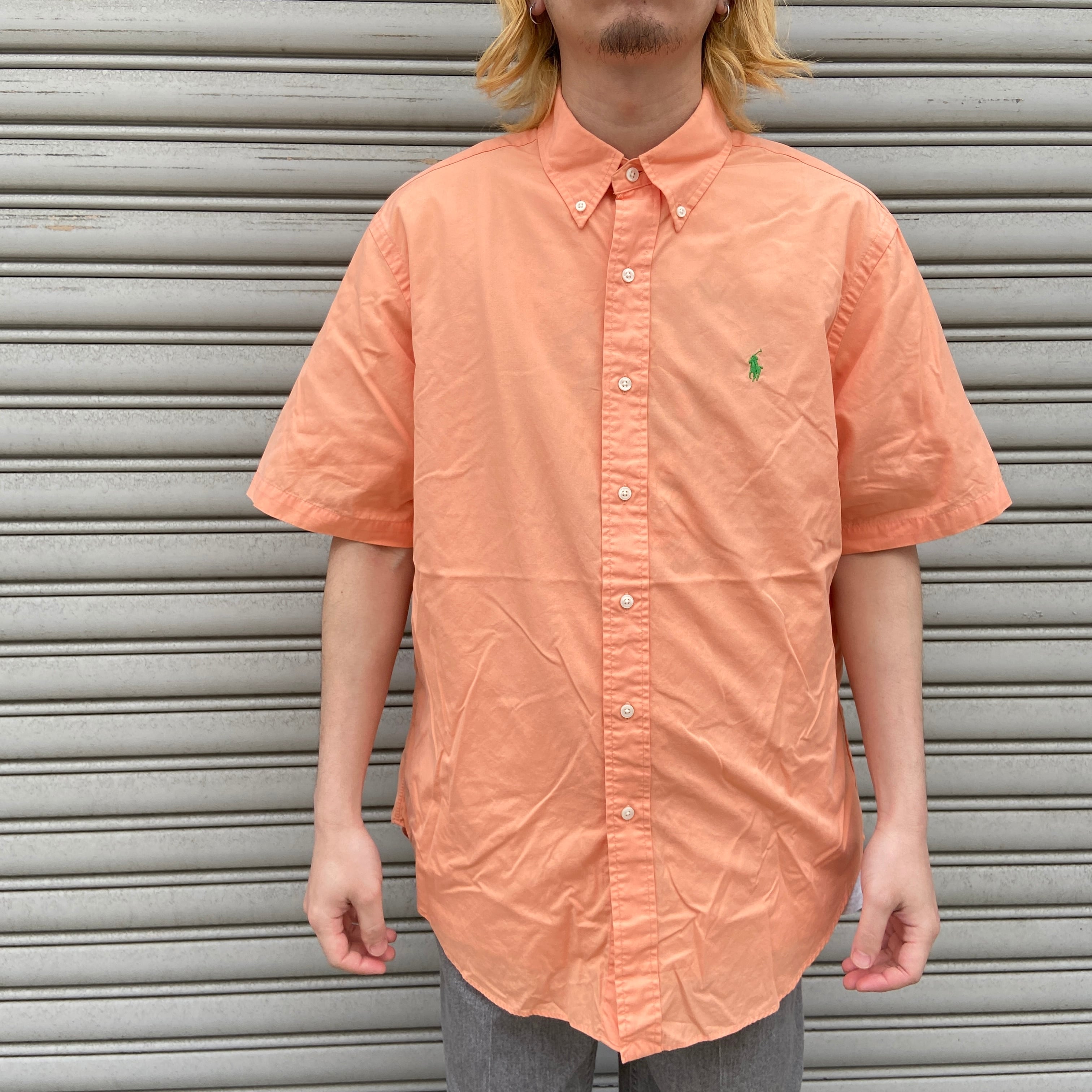 RalphLauren ボタンダウン半袖シャツ クラシックフィット オレンジ L 