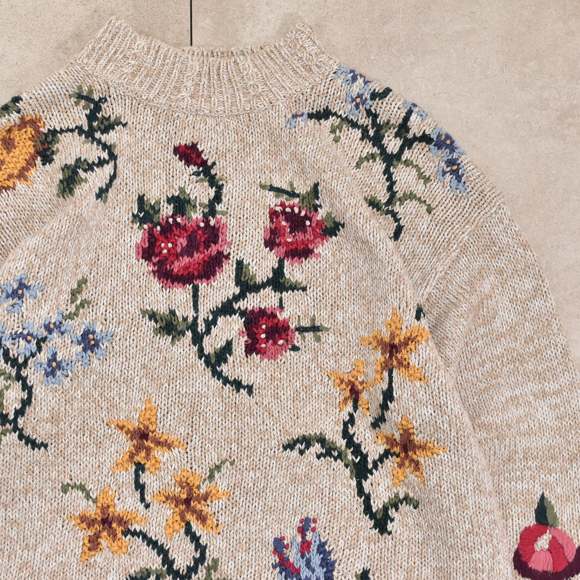90s～ WHITE STAG flower design sweater | 古着屋 grin days memory