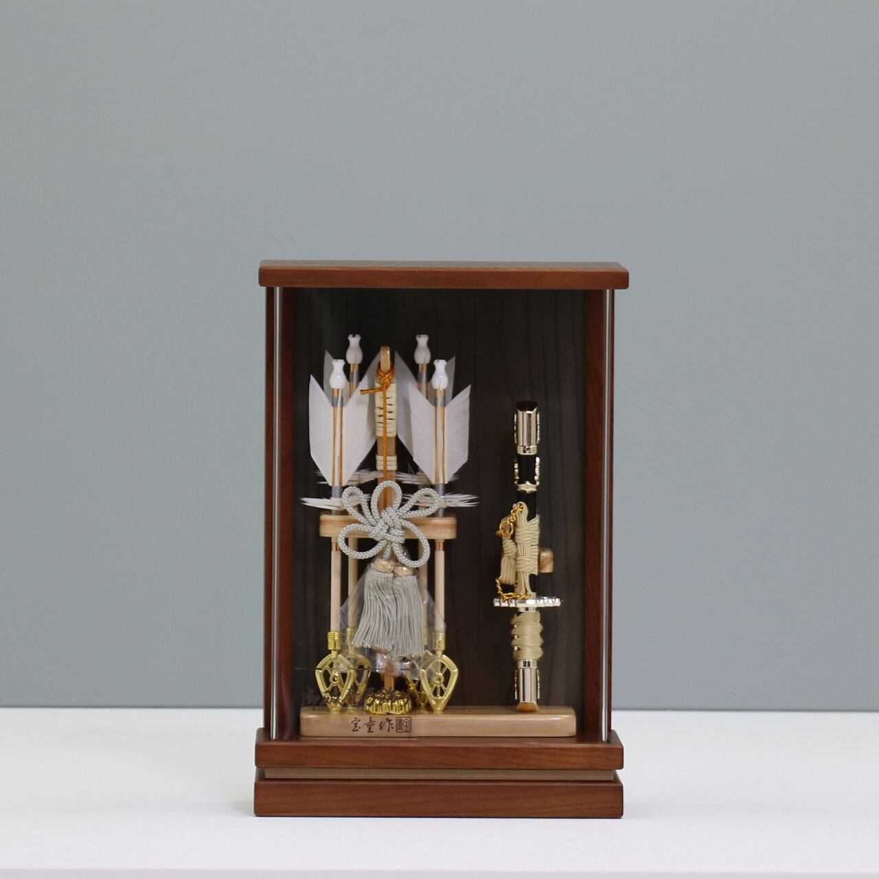 【健】 破魔弓飾り アクリルケース飾り 破魔弓|四本矢|木製|和モダン|コンパクト