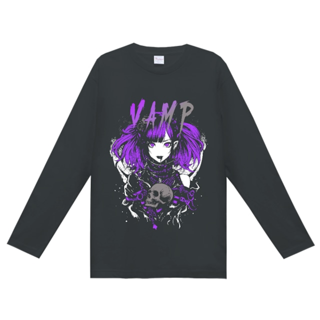 ★【lunalyオリジナル】VAMPロングスリーブブラックパープルTシャツ（ori_0059）