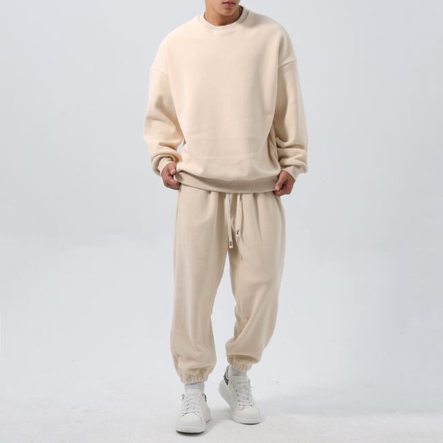 予約販売】メンズ セットアップ スエット 上下 長袖 無地 カーキ