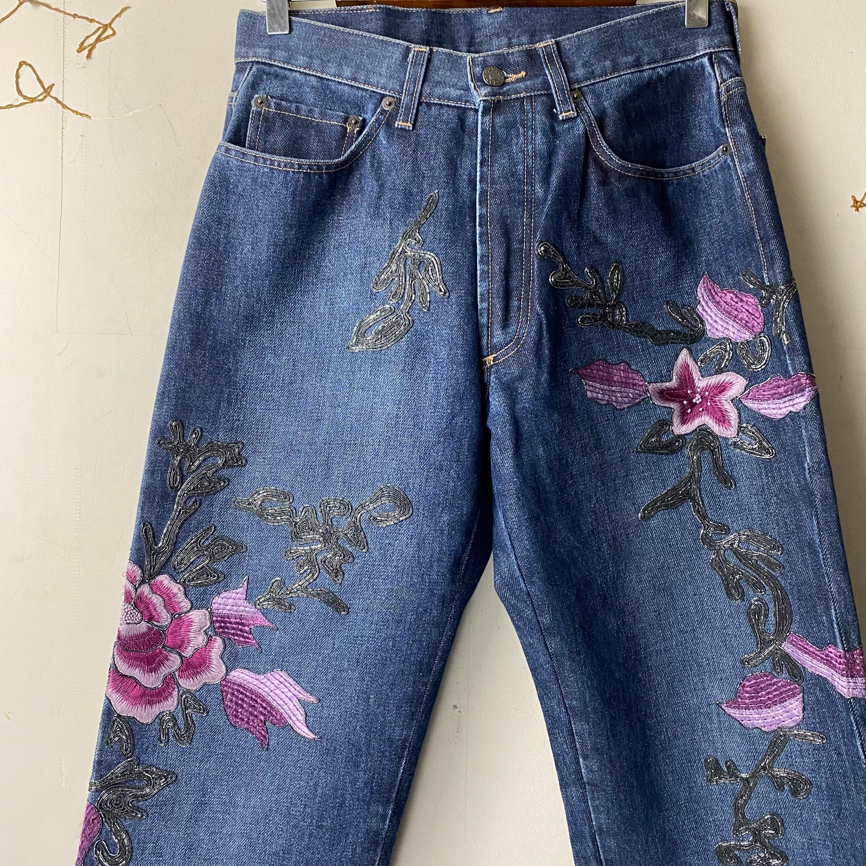 GUCCI by Tom Ford embroidery denim pants | NOIR ONLINE