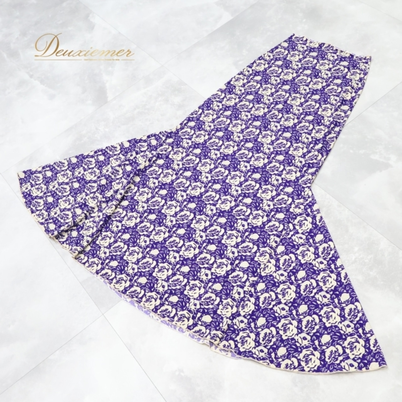 フラメンコ 衣装 ファルダ スカート ブルー系 パープル系 青 紫 伸縮 ストレッチ 柄 模様 レッスン 練習着 おしゃれ 柔らかい スカート レディース ダンス 衣装 練習用 ステージ衣装