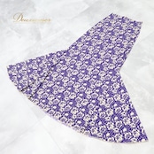 フラメンコ 衣装 ファルダ スカート ブルー系 パープル系 青 紫 伸縮 ストレッチ 柄 模様 レッスン 練習着 おしゃれ 柔らかい スカート レディース ダンス 衣装 練習用 ステージ衣装