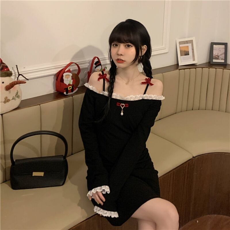 ドレス レーススカート スプリングショートブラックスリムフィット 春物 ブラックストロベリース81404873802