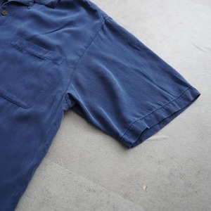 Tommy Bahama Silk open-collar shirt navy [M] 古着