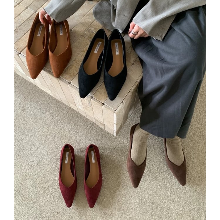 ポインテッドトゥ ローヒール パンプス 4col N00169