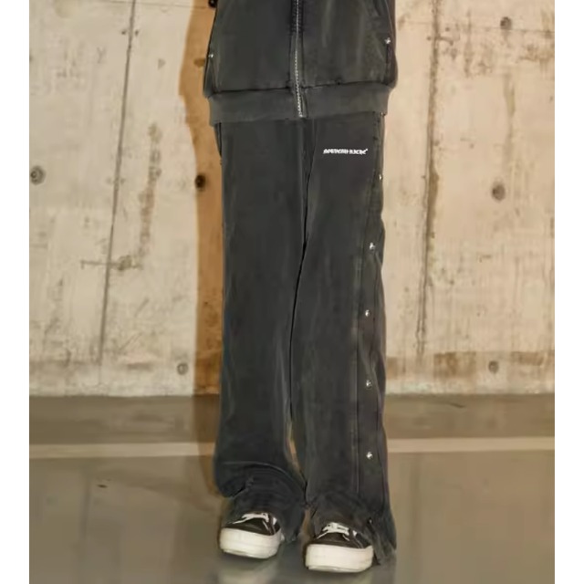 【DRIP3649】NR Pattern Metal Button Sweat Pants