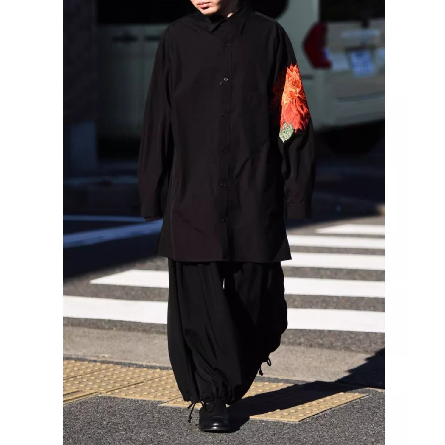 ボタンダウンシャツ 刺繍デザイン オーバーサイズ 2color MTO0200