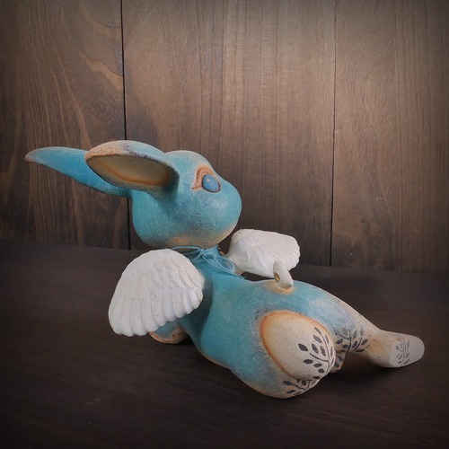 翼の葉影うさぎと小鳥 no.47 turquoise