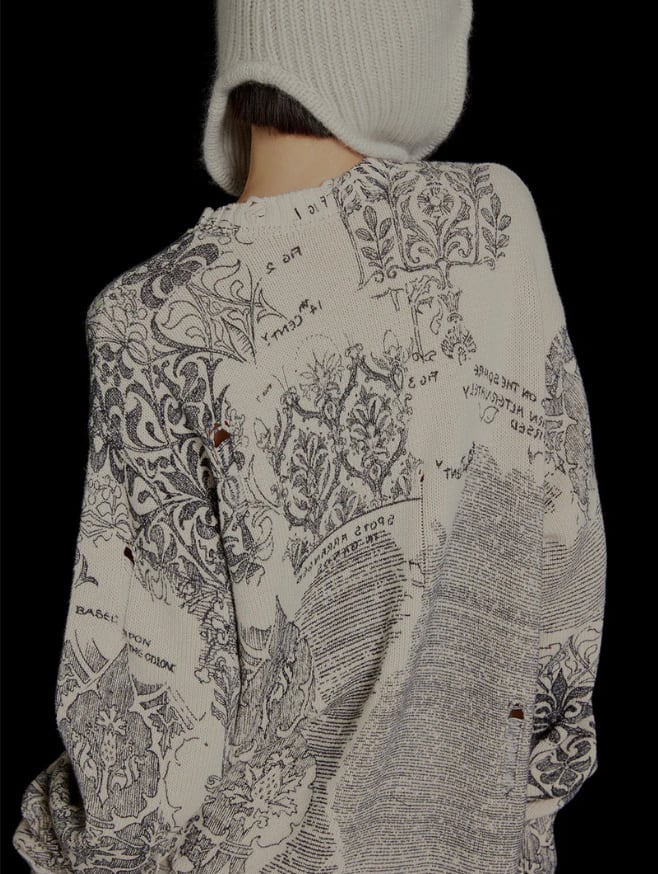 AMERI(Ladies)】UND VINTAGE LIKE HANDWRITING OVER KNIT | CLOAK&CO  