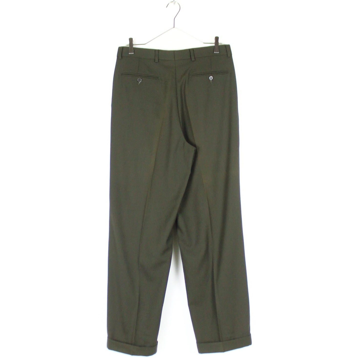 1980's GIVENCHY オリーブグリーン ウールギャバジン3タックスラックス