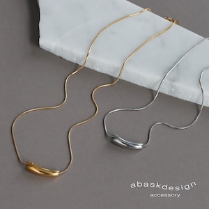 【ネコポス便】金属アレルギー対応 ドロップラインネックレス サージカルステンレス 2382