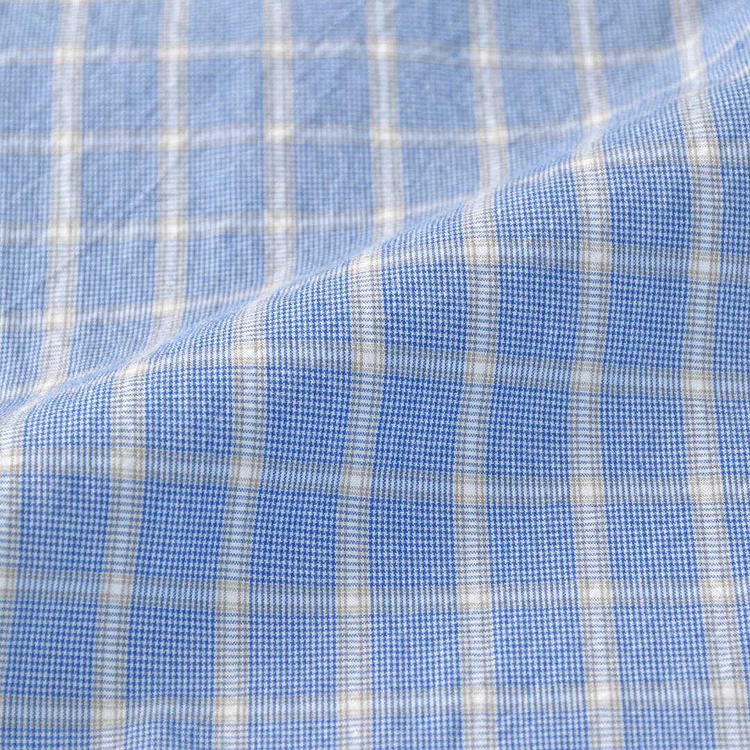 Sarahwear サラウエア 「Marin」パターンポプリン・ボウタイブラウス C52911・ブルーチェック 可愛過ぎないギャザーブラウスです。