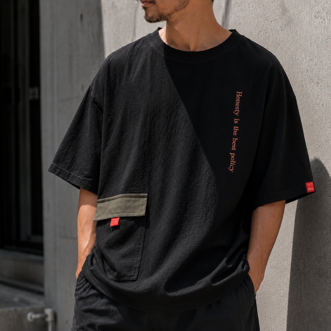 【H0735】Crew Neck Short Sleeve Box Silhouette T-Shirt / 3color