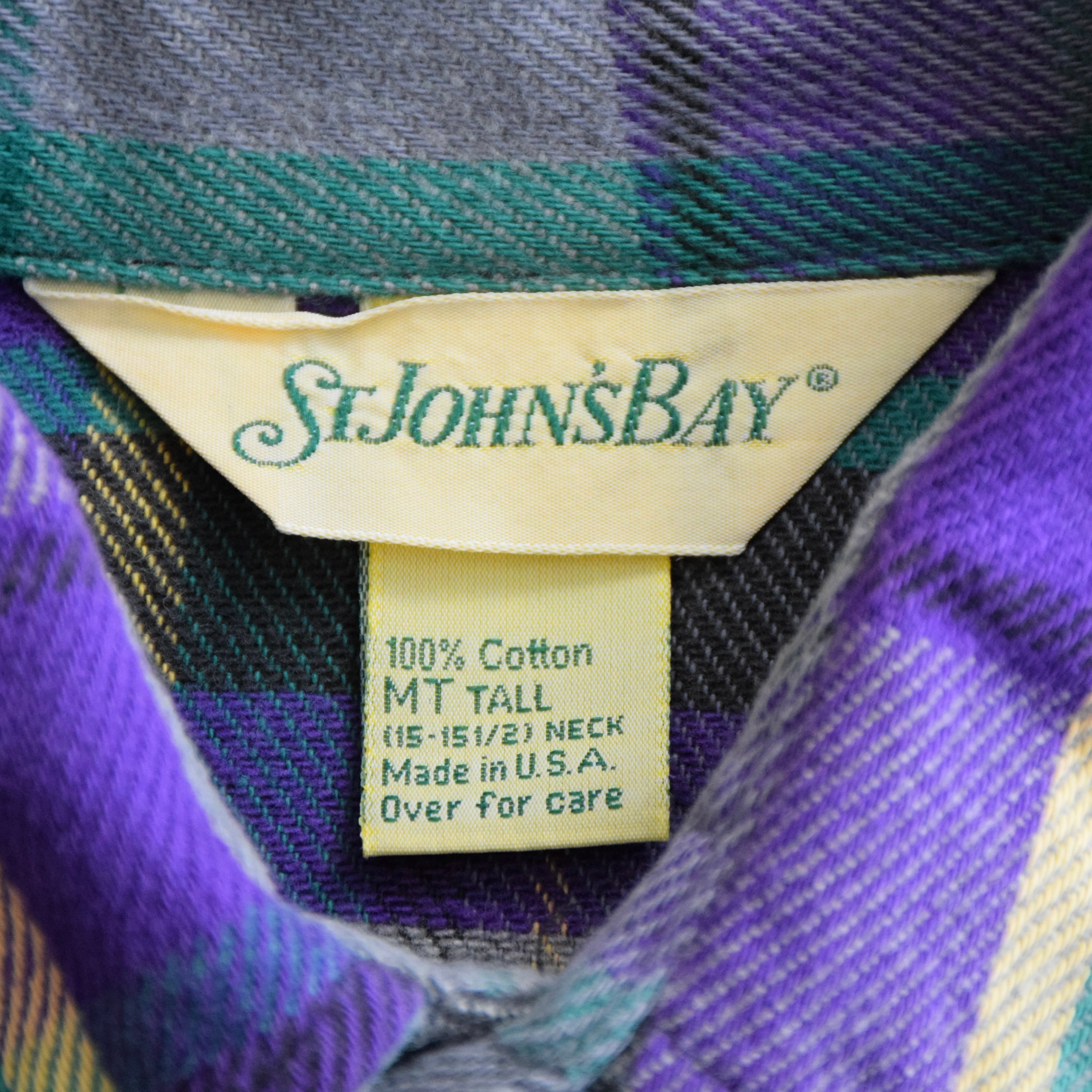 80's アメリカ製 St John's BAY ネルシャツ メンズM（TALL） パープル