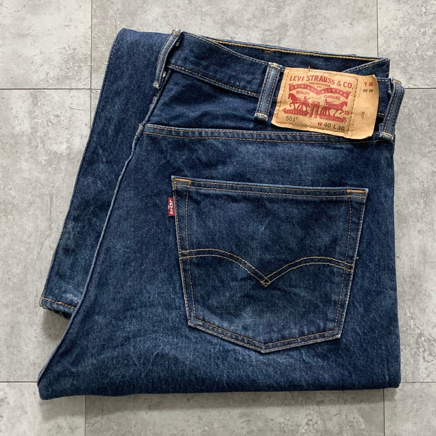 W40 L30】Levis 501 リーバイス ボタンフライ 濃紺 デニムパンツ
