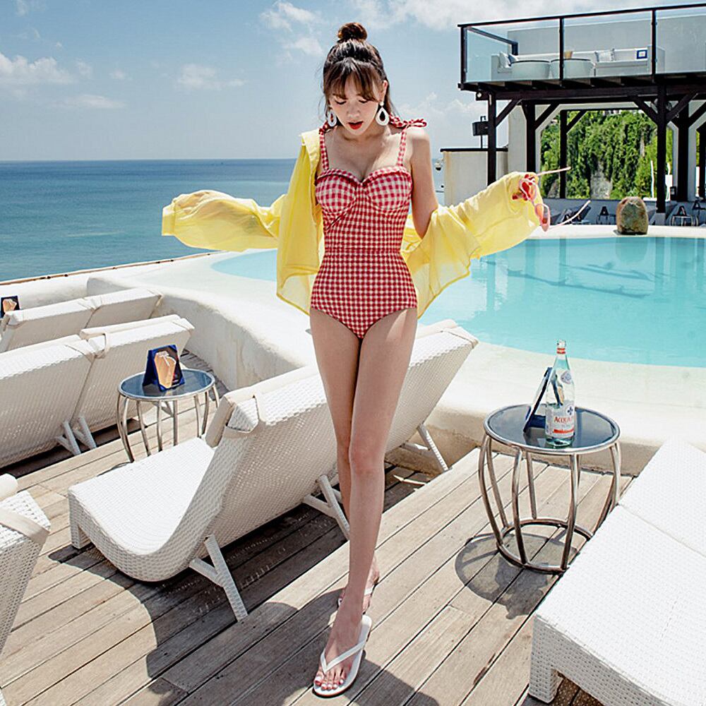 andmary チェック柄ワンピース水着 最高 チェック柄 ワンピース水着