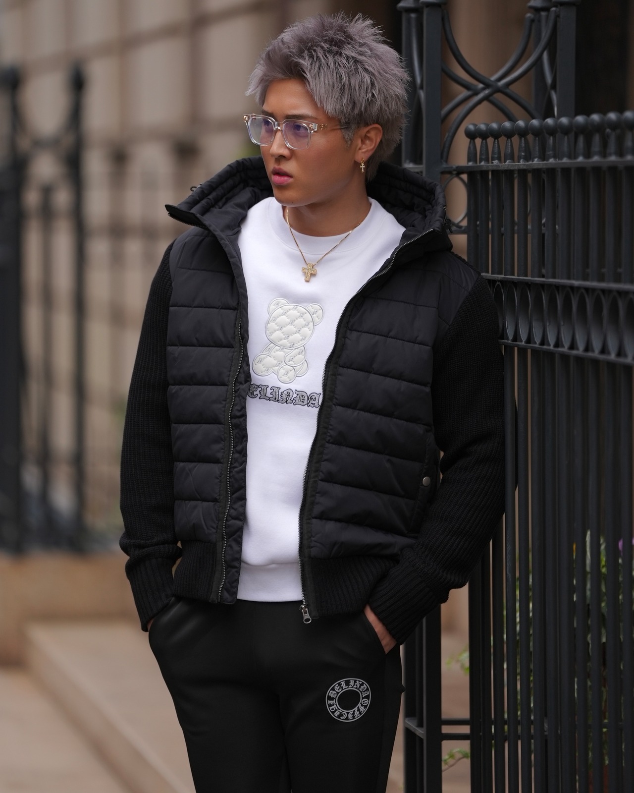 RHINE STONE TEDDY BEAR SWEAT【BB25026】