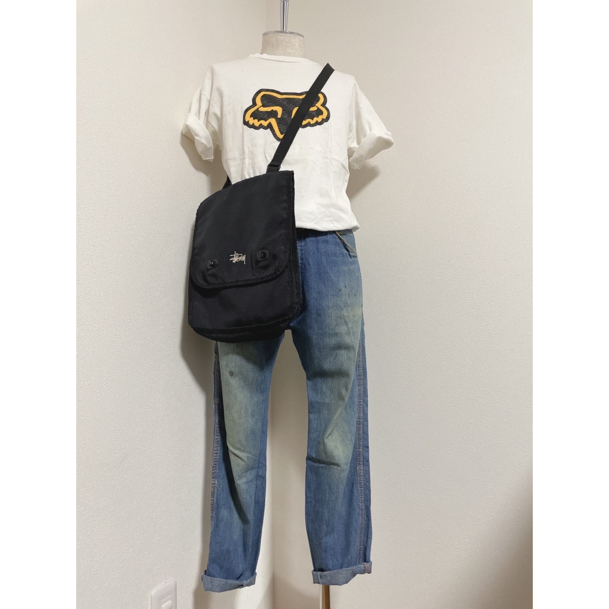 90s STUSSY ステューシー ショルダーバッグ ヴィンテージ 黒 ロゴ