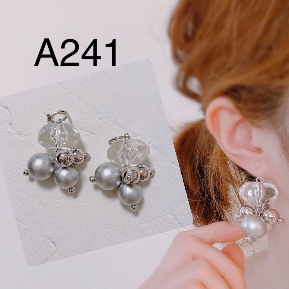 A241… thank you price♡クリア×シルバー　イヤリング　ピアス　ハンドメイド |  pocarina.handmade.accessory powered by BASE