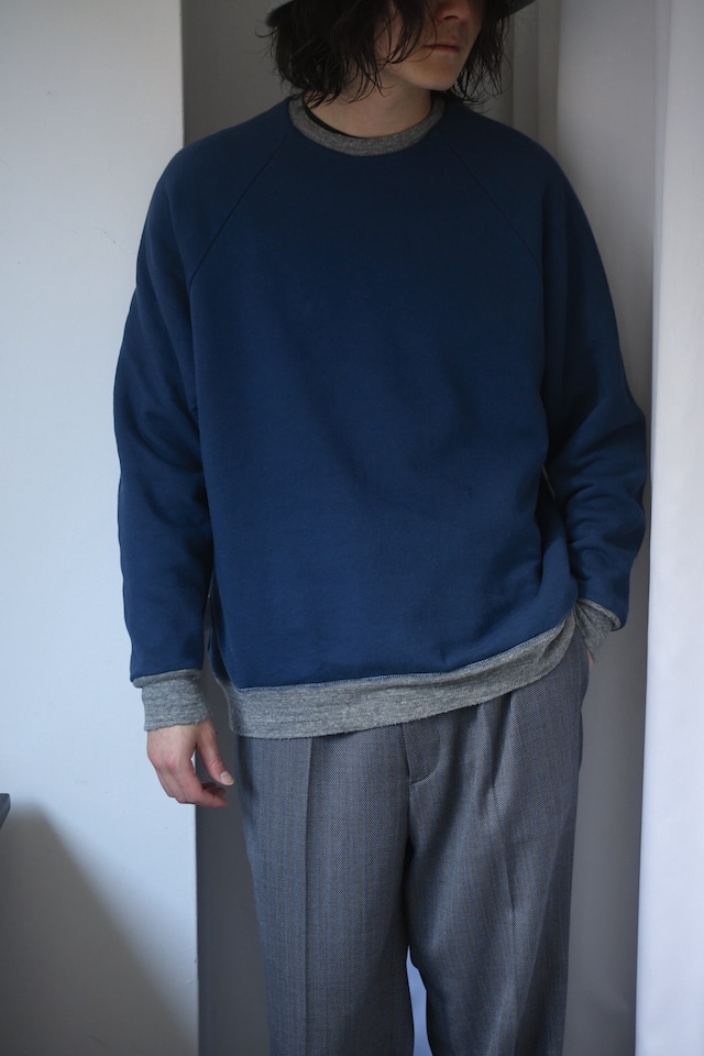 A.PRESSE / Vintage Light Weight Reversible Sweatshirt (Gray/Navy)