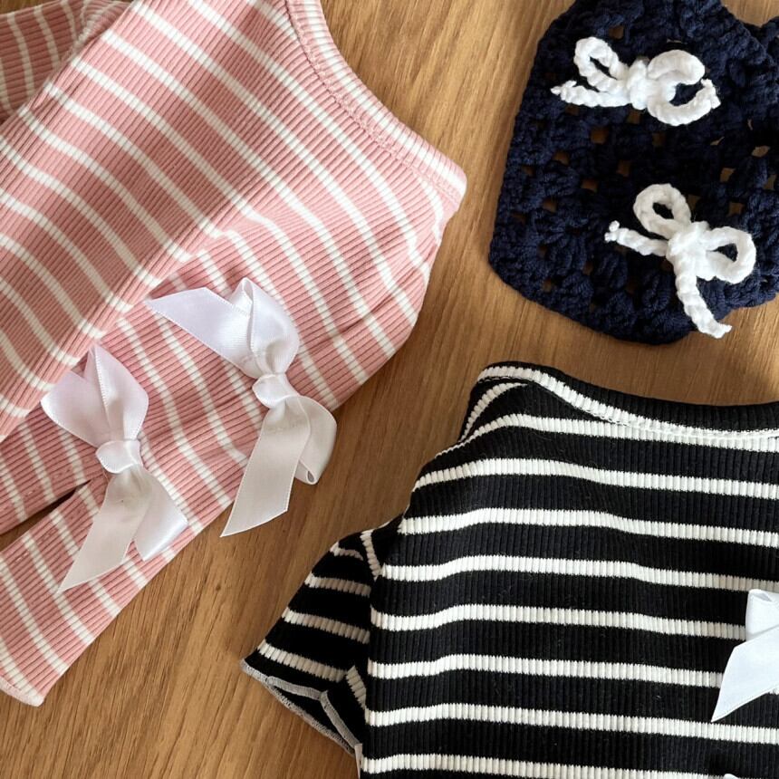 《予約》PP0036 リボンストライプトップス